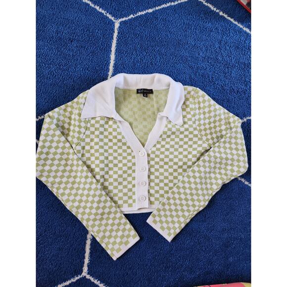 Blue Blush Women's Checkered Crop Top S - Picture 1 of 5